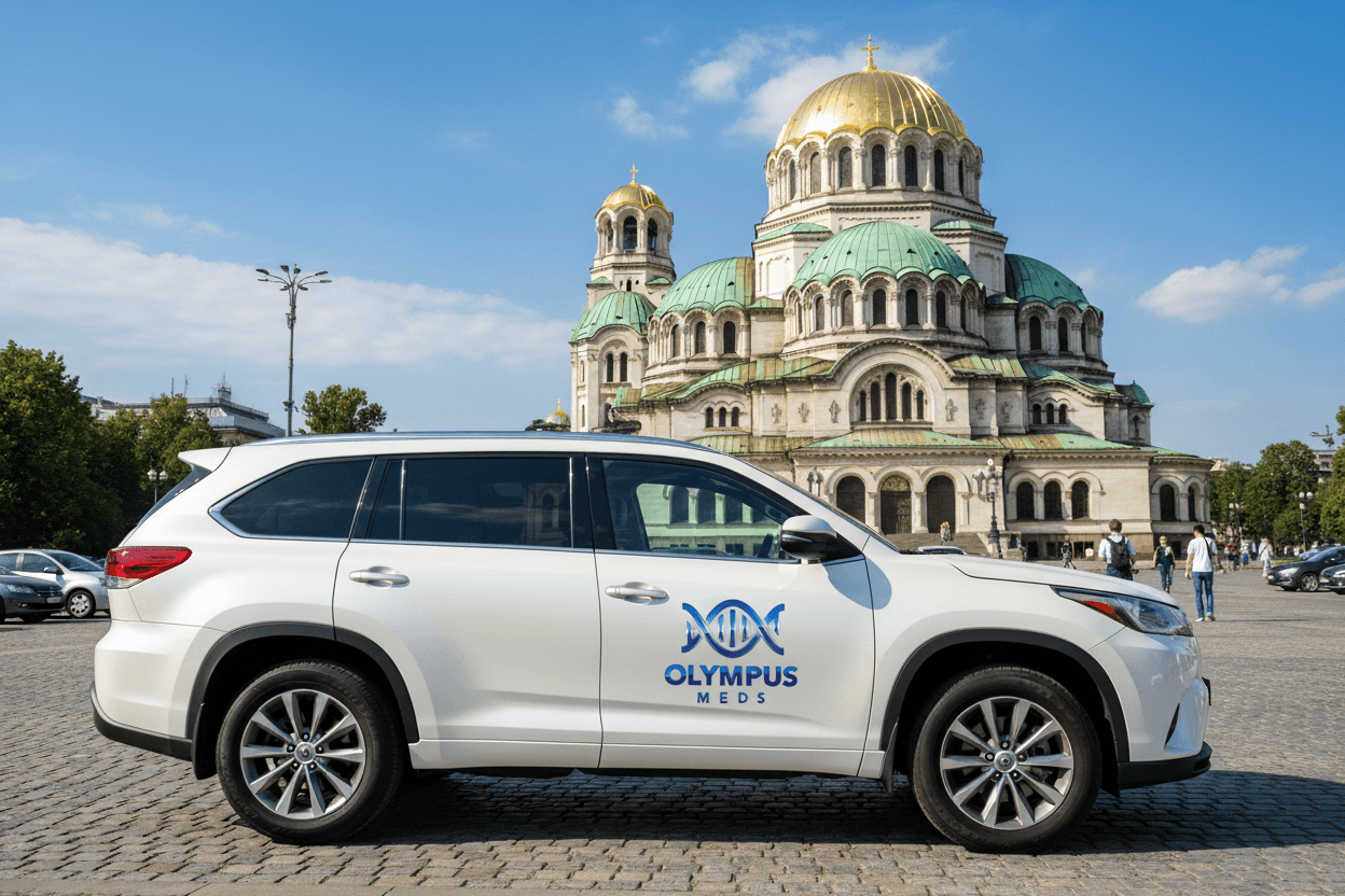 Olympus Meds мобилен екип пред катедралата Александър Невски в София